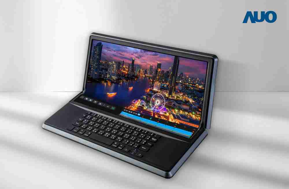 2121非凡14.6吋Micro LED折迭显示屏幕，，，，搭配半径4mm的弯折绞炼，，，，以及高画素、、、高亮度、、、高对比度的显示技术特点，，即便在大视角下仍保有绝佳色相与亮度