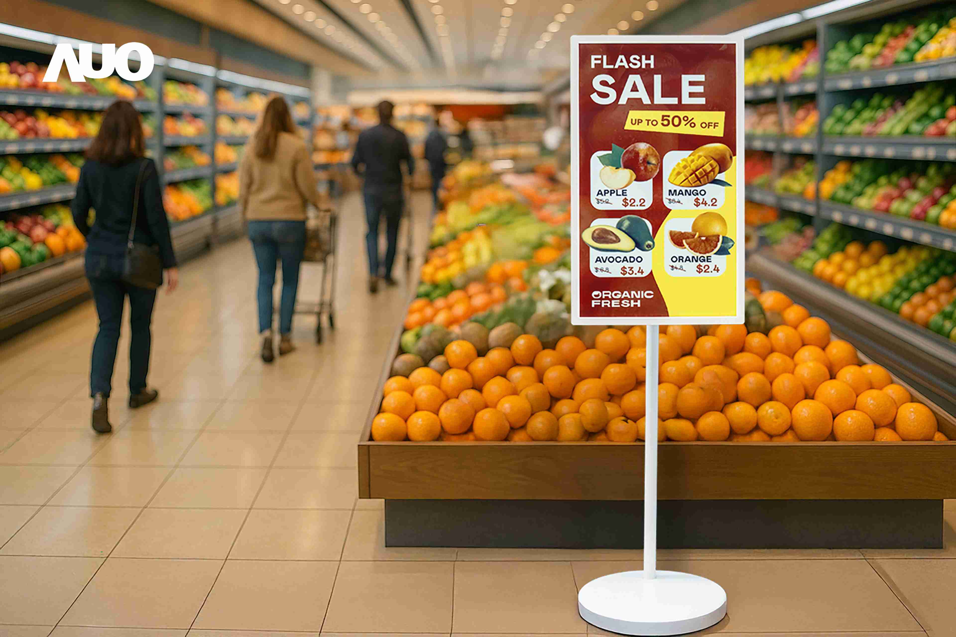 达擎首亮相低功耗、、、、全彩的〝aecoPost电子纸解决方案〞，，，，仅在更新画面时需要微量的电力驱动，，无需布建电线的便捷设计，，，使其可灵活应用、、、、随意置放，，，并可透过云端或行动装置app，，，轻松管理及排程广告内容，，，，晋升店头营销利器。。